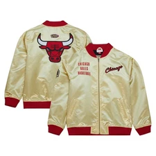 MENS MITCHELL & NESS TEAM OG 2.0 LIGHTWEIGHT SATIN JACKET VINTAGE LOGO BULLS