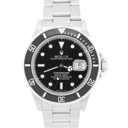 VINTAGE 1987 Rolex Submariner Date BLACK 40mm Stainless Steel Oyster Watch 16800