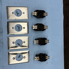 LOT OF 4 Used HUBBELL Twist lock 2 pole 3 wire 250v receptacle With Covers
