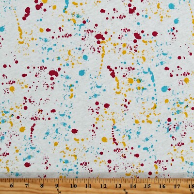 Knit Paint Splotches Splatter Design Art White Cotton Knit Fabric BTY D343.29