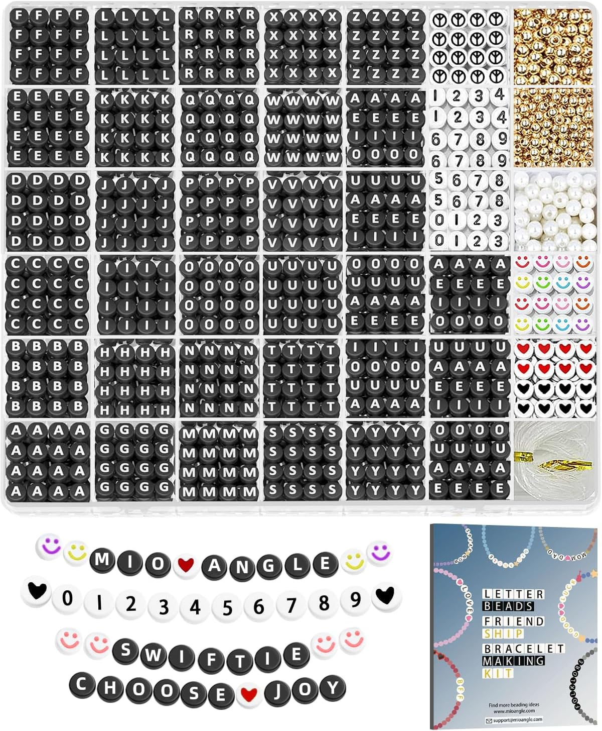 1640Pcs Preppy Letter Beads for DIY Friendship Bracelets - 39 Styles Alphabet Charms