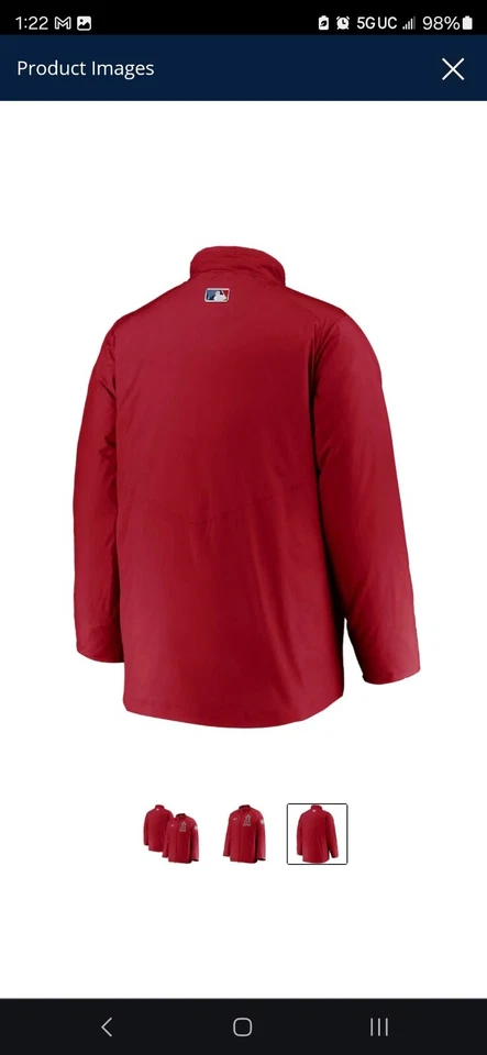 Los Angeles Angels Nike Authentic Collection Dugout Full-Zip Jacket-Red - Image 3 of 4