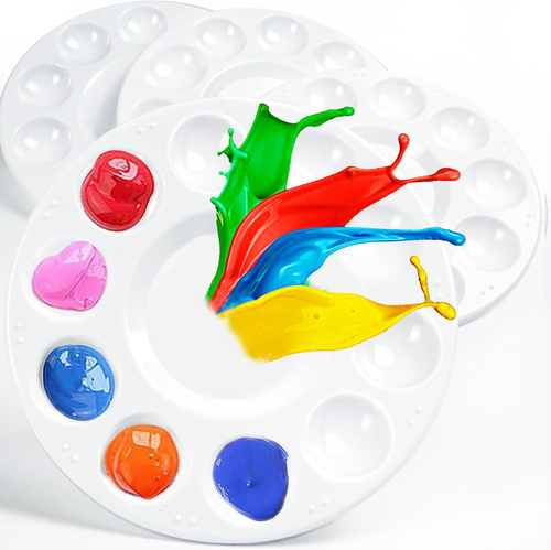 4Pcs Art Paint Tray Palette, Plastic Pallet for Adults & Kids for Painting, DIY
