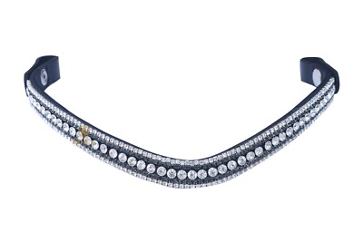 Beautiful 5 Row Clear Crystal Leather Bridle Durable Snap BrowBand.