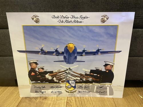 2015 11 x 14 Blue Angels Fat Albert Airlines Gloss Poster Best Wishes Crew Sign