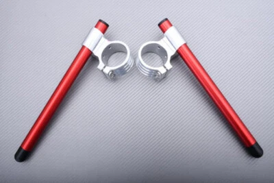 Paar erhöhte Stummellenker in Silber-Rot 43mm für HONDA CB900F HORNET 900 02-06 - Bild 1 von 4