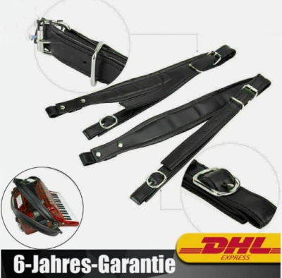 MARKENLOS Akkordeongurte Ledergurt Schultergurt für 80 bis 120 bass Akkordeon Schwarz DHL