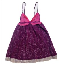 NWT Free People Turn It on cami in velvet Crochet Pink/silver Babydoll Dress