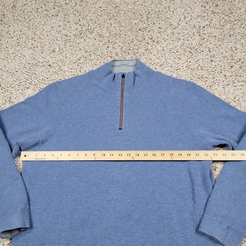 Tommy Bahama Sweater Mens Medium Blue Gray Quarter Zip Reversible Pullover A6* - 第 5/12 張圖片