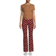 No Boundaries Junior's Flare Pants Red Chevron Print Large 11-13  High Rise 