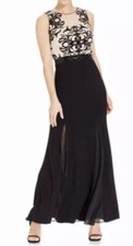 Betsy & Adam Lace Bodice Formal Mermaid Dress Gown With Illusion Godets Size 4