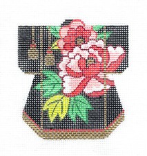 Peony  Tassel Oriental Petite Kimono handpainted Needlepoint Canvas by LEE