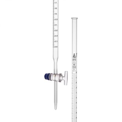 Glass Burette, 25mL - Class B - Glass Stopcock, White Grad - Eisco Labs