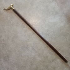 UNIQUE VINTAGE FISH GOLDEN BODY STICK CANE BRASS METAL WOODEN TRAVEL