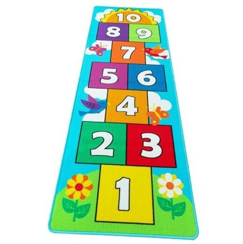 Hop & Count Hopscotch Rug for Kids, Floor Play Area Rug Game Carpet 26''x55''