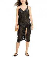 Miken Juniors' Lurex Animal-Print BEACH Cover-up dress womens black Size XS SALE