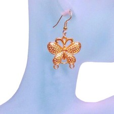 1" Simple Butterfly Goldtone Color Handmade Drop Dangle Earrings