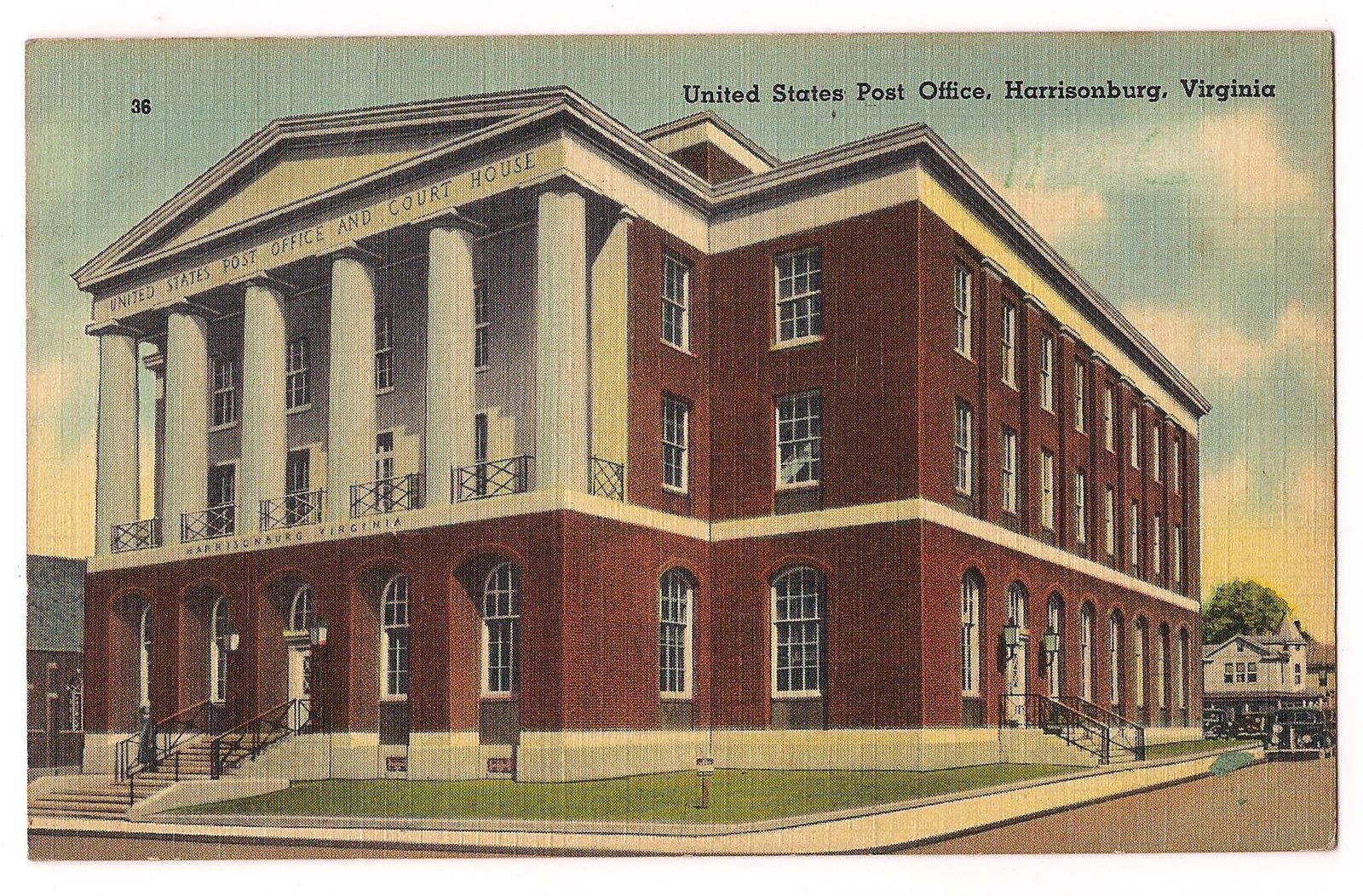 UNITED STATES POST OFFICE USPS Postal Harrisonburg Virginia Postcard VA