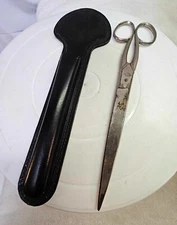 Vtg Hot drop forged steel italy scissors foremost 9" w Leather Case Germany- G5