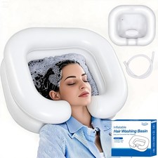 Inflatable Shampoo Basin Bedridden Portable Bowl Hair Washing Home White