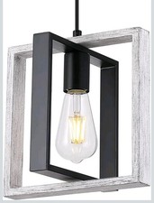 Wood Pendant Light Kitchen Island, Farmhouse Hanging Lamp with 62'' Height...