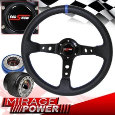 Adapter For 89-98 Maxima + Deep Dish Black Steering Wheel + Slim Quick Release