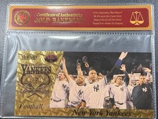 NEW YORK YANKEES $100 Team Logo 24K Gold Banknote W/COA “Error” See PHOTOS MLB