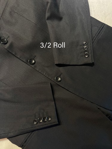 Armani Collezioni 40R 33x31 Black Gray Textured Micro-Stripe 3/2 Roll Suit - Picture 6 of 19
