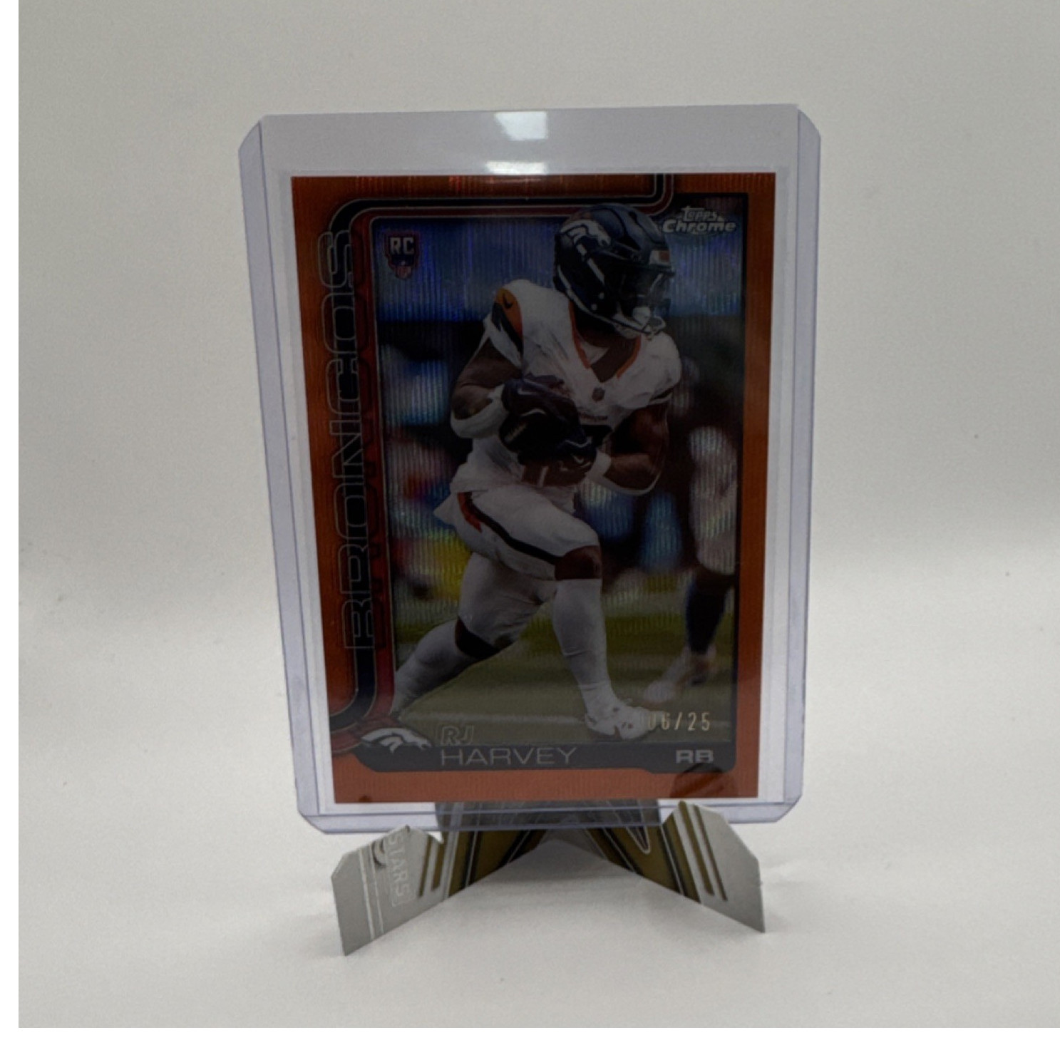 2025 Topps Chrome RJ Harvey Denver Broncos Rookie Serial Numbered /25 #330