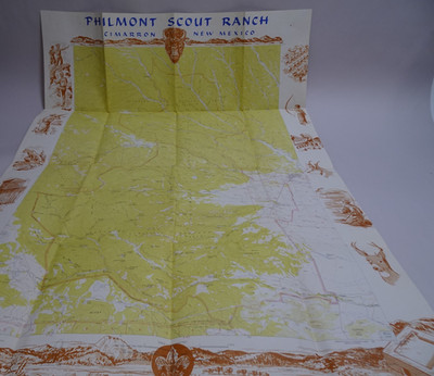 BSA Philmont Scout Ranch Map Hiking 40'' Poster Cimarron NM Vtg 1960s 1970s SH2