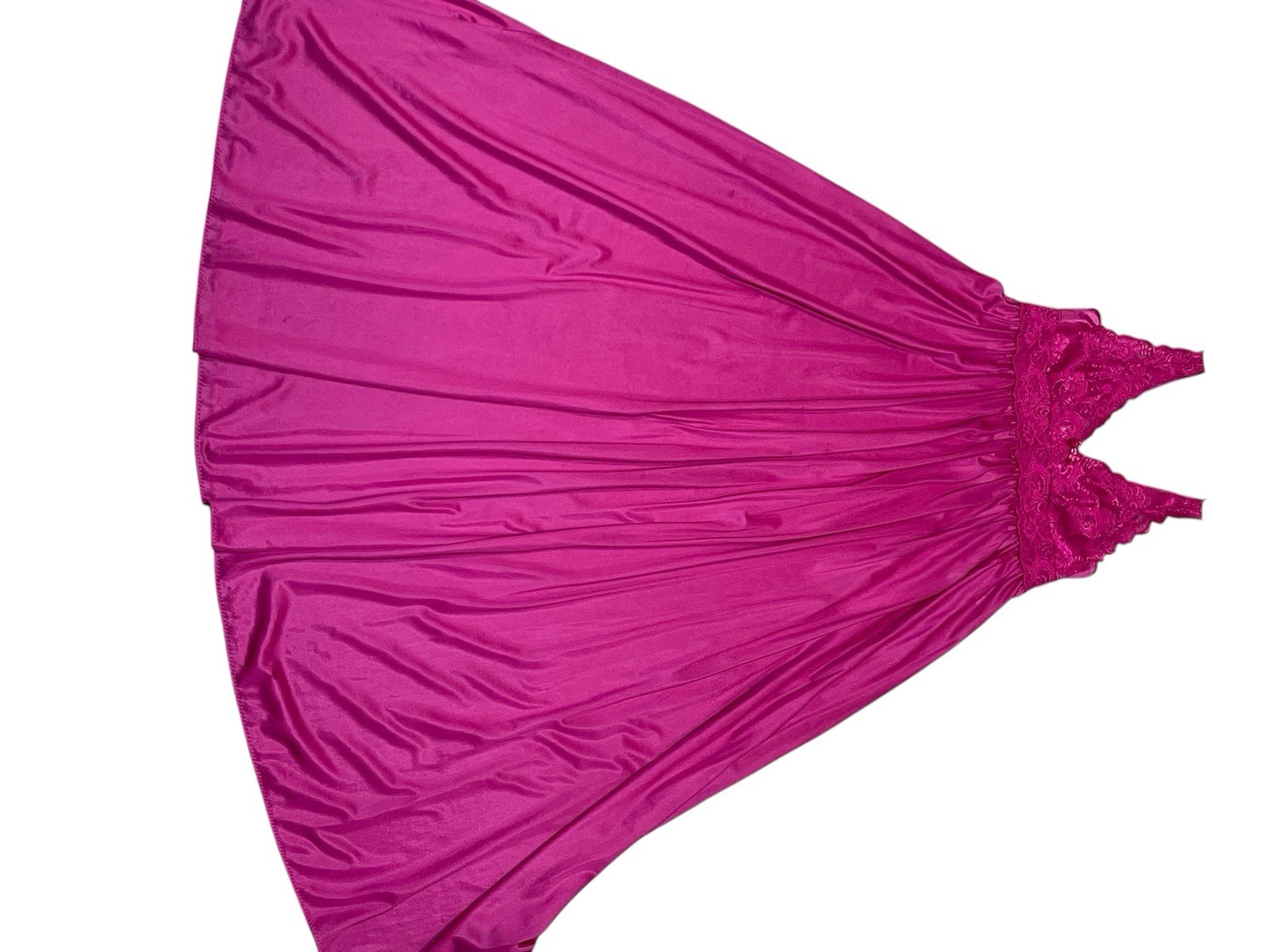 Vintage Shadowline Nylon Spandex Lace Nightgown Large Long Maxi Sheer Fairy USA