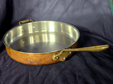 Huge 13.5" Copper Skillet Cop R Chef All Clad Stainless Steel In w Brass Handles