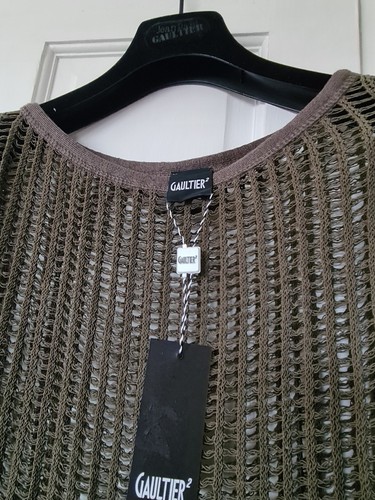 Jean Paul Gaultier Designer Khaki Knitted Dress Size M Midi Linen - Picture 2 of 6
