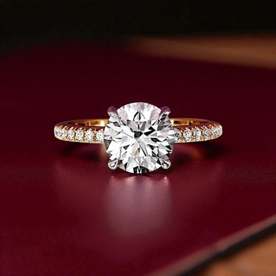 2,25 kt Rundschliff IGI Lab Created Diamant Verlobungsring 18 Karat mehrfarbi...