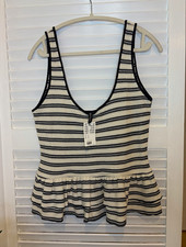 H&M Divided Peplum Knit White and Navy Stripe...