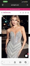 PromGirl Silver Sequin Embellished Strapless Formal Gown