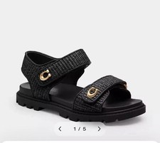 Coach Bryn Black Raffia Sandals BN