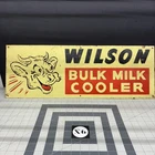 ￼ Wilson bulk milk cooler sign, vintage 1950s, steel porcelain Coated Sign