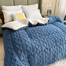 Double Sided Fleece Thick Soft Warm Quilt Fluffy Duvet Blankets Reversible Throw