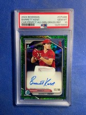 BARRETT KENT 2024 Bowman Draft Chrome GREEN LAVA REFRACTOR Auto RC /99 Psa 10