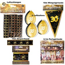 30. Geburtstag Deko Set 30 Jahre Dekoration Party Zubeh&ouml;r Gold Girlanden Ballons