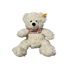 VTG Steiff White Lotte Furry 11" Teddy Bear Floral Bandana Stuffed Plush 117503