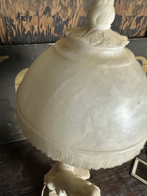 1960s ALABASTER Woman Lamp Art Statue Girl Victorian Lighting