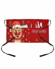 DecorLovee Christmas Elk Waitress Apron with 3 Pockets, Xmas Deer Snowflake B...