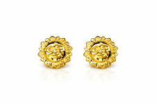 14k Yellow Gold Beautiful Sun Face Stud Earrings for Girl