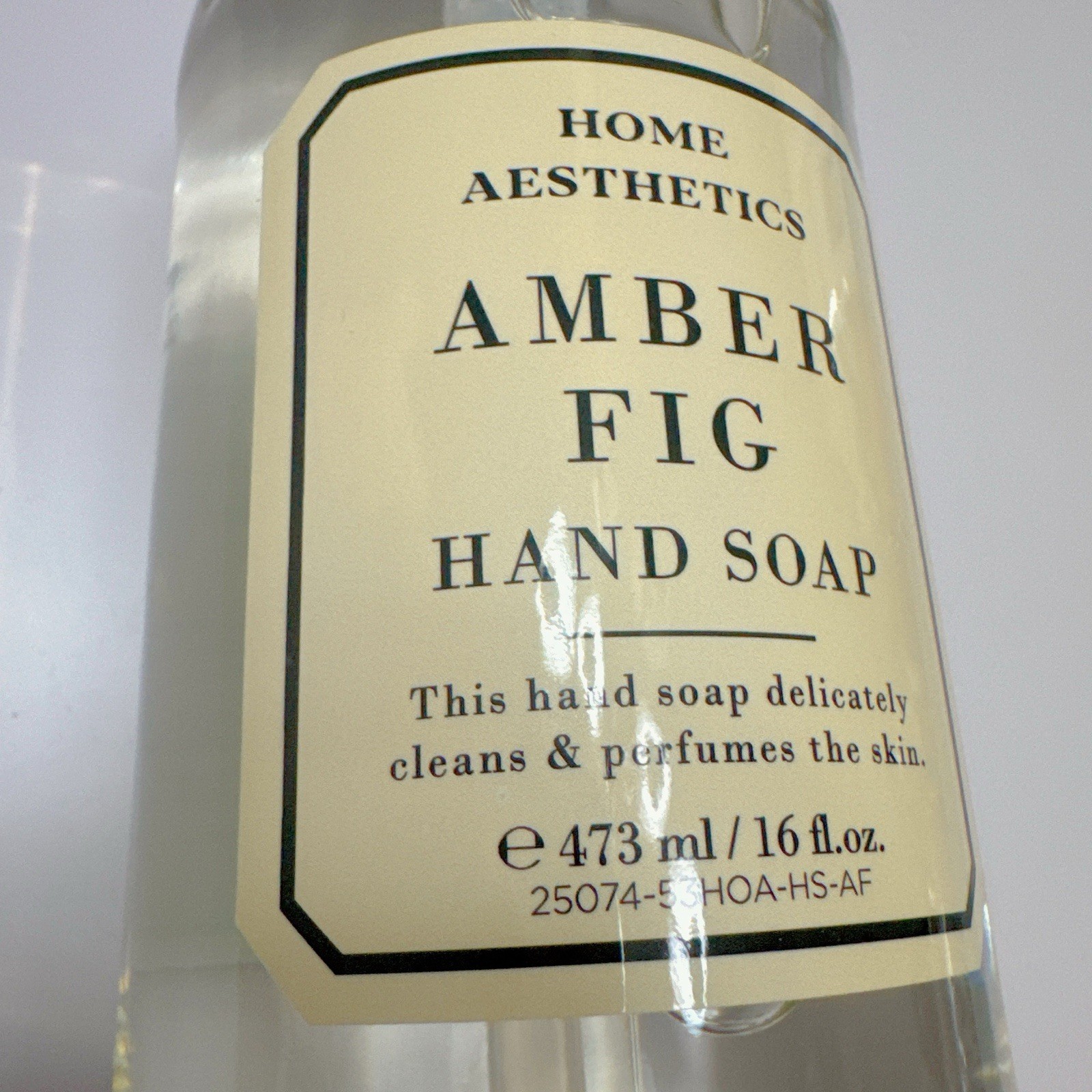 NEW Home Aesthetics AMBER FIG Hand Soap - Glass bottle - 16 Oz 473ml