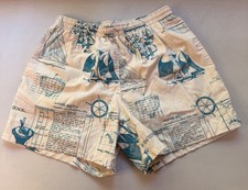 Vintage Kahala Hawaiian Islands Swim Trunks Nautical Sailing Print Size M