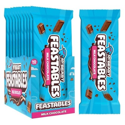 Milk Chocolate KING Size Bar 2.1oz, 10 Pack - Delicious Feastables Treat
