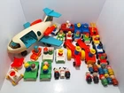 Fisher Price Vintage Little People Play Family W/ 1972 Airplane - 59 Piece Lot