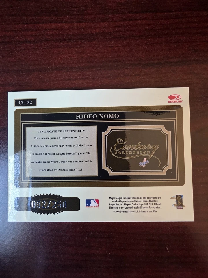 Donruss Throwback Threads 2004 #CC-32 material Hideo Nomo #/250 Foto 2 de 2